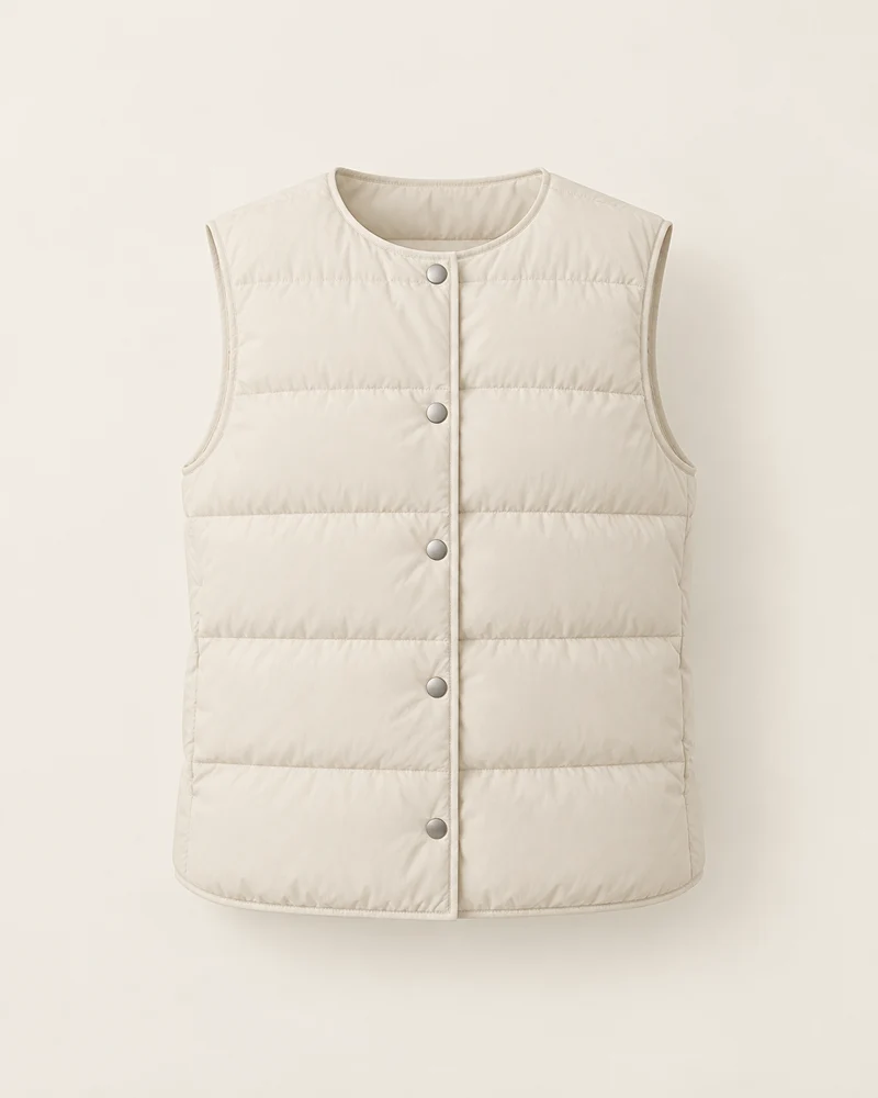 Birch Snap Vest, Ivory, front view
