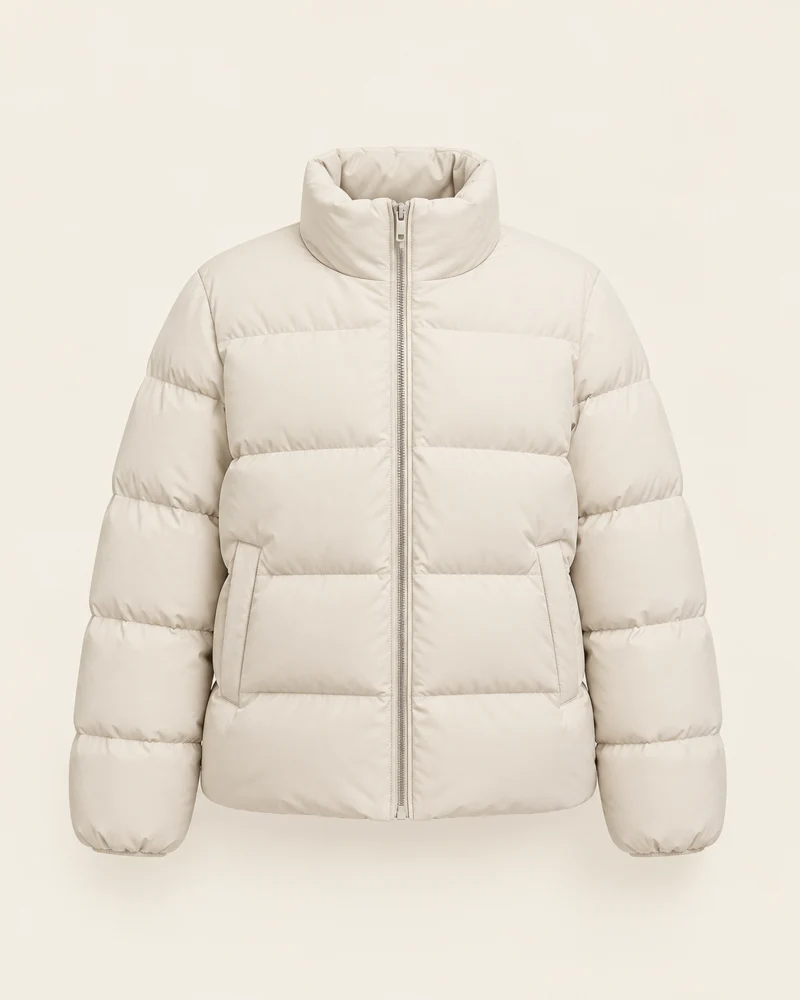 Alba Short Puffer, Ivory, front view