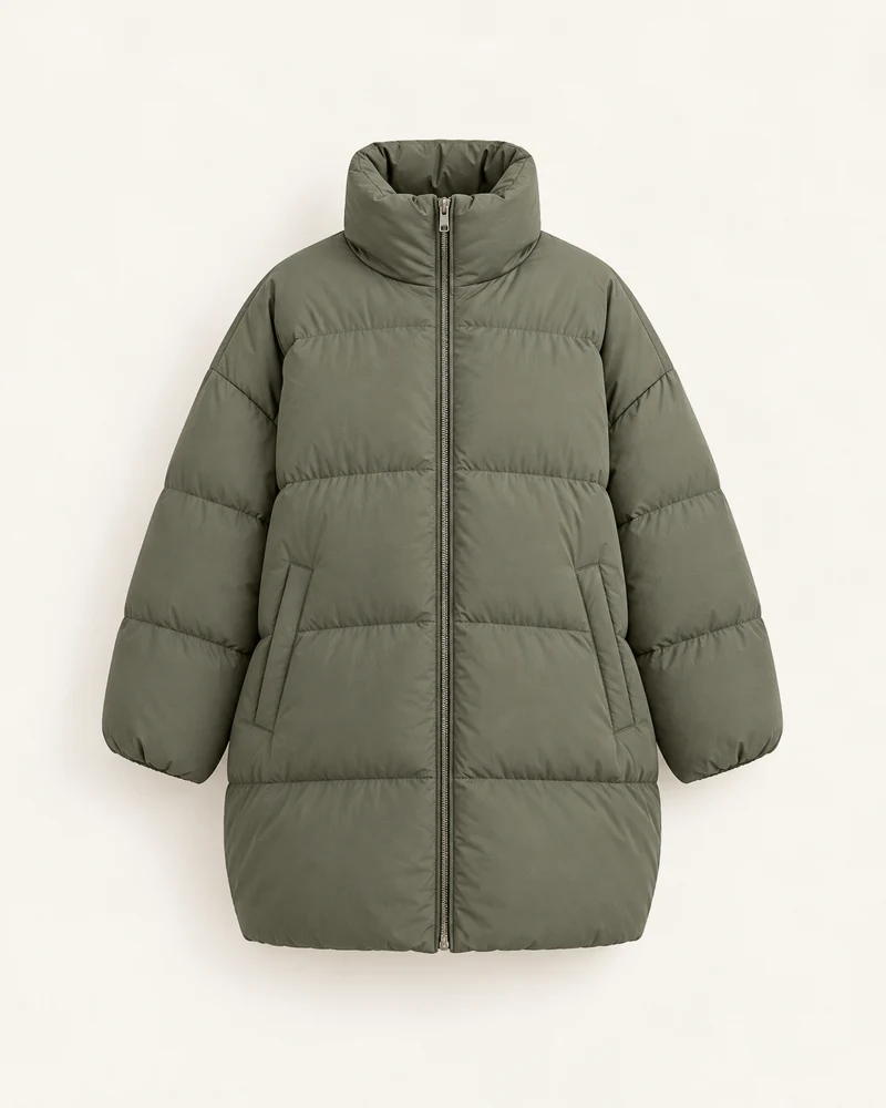 Northwood Cocoon Coat, Moss, front view
