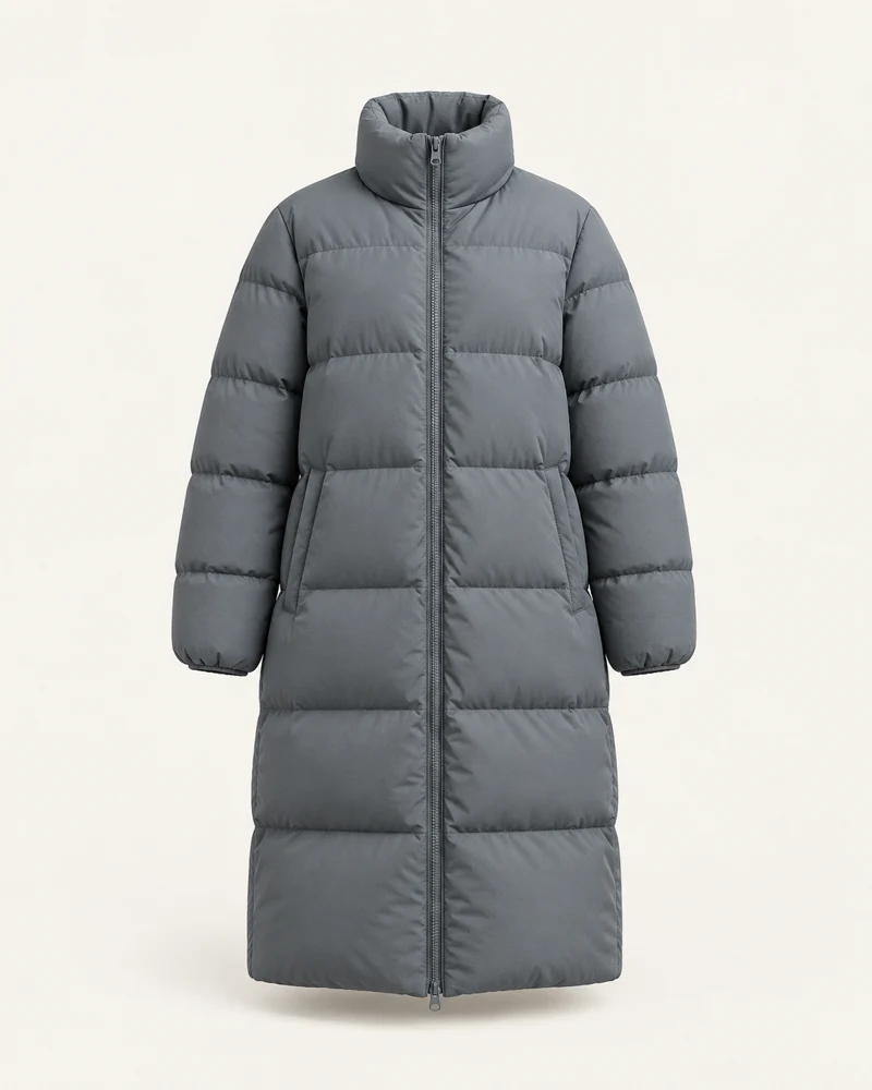 Stillwater Long Coat, Slate, front view